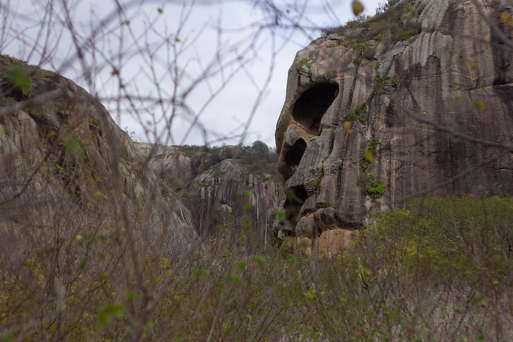 Rock formation resembling a face in Araruna, Paraíba